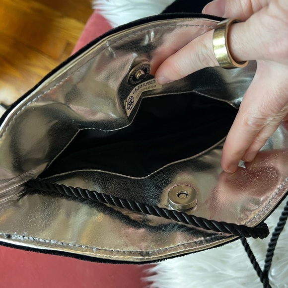 Vintage Black Velvet Bodysuit & Matching Evening Bag 90s Glam Retro Party Outfit - Picture 8 of 13